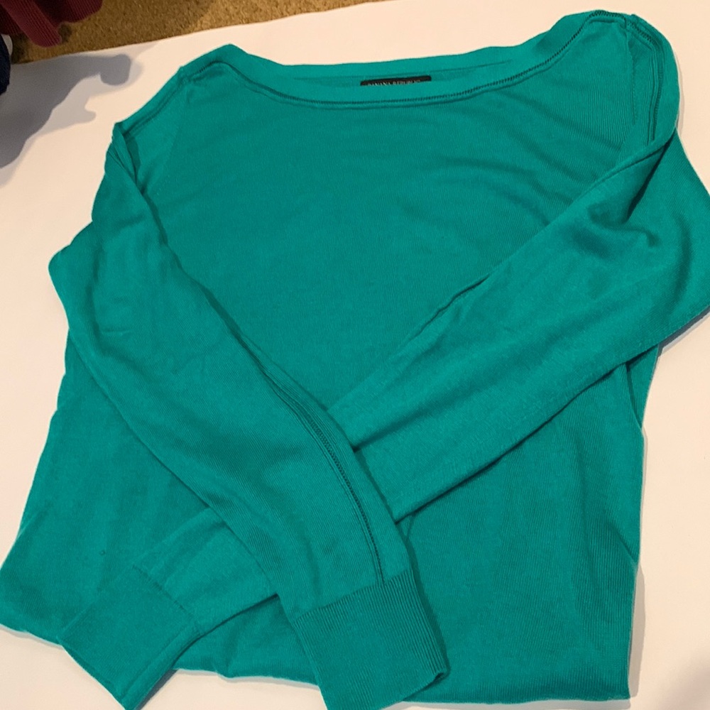Emerald green, banana republic, silk cotton, lightweight sweater
